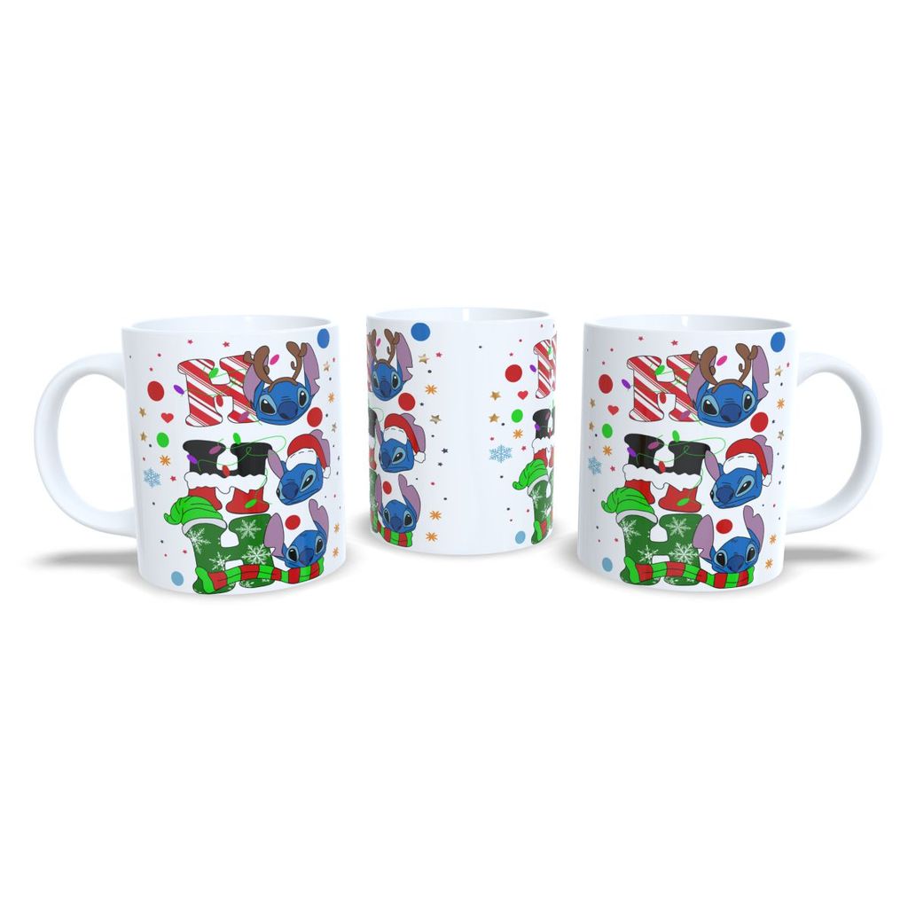 Caneca Personalizada Natal Stitch 325ml Porcelana Xicara Cerâmica Caneca Disney Caneca Natalina Presente