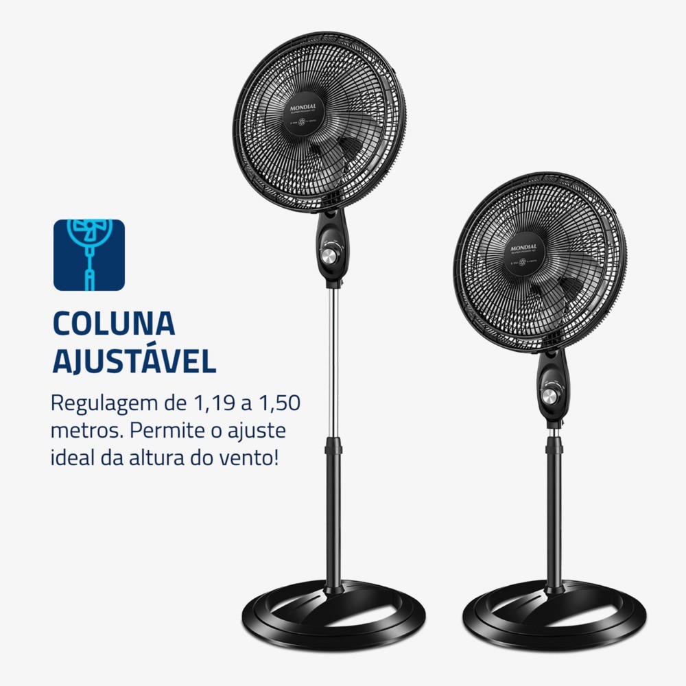 Ventilador de coluna 40 cm 6 pás Super Power - VSP-40C-NB - Mondial · foto 2