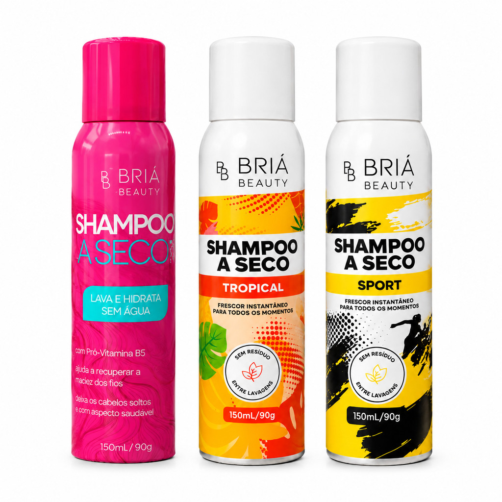 Shampoo a Seco Lava e Hidrata Sem Água Anti Oleosidade Briá Beauty Tradicional Tropical Sport