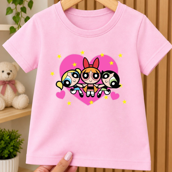 Camiseta Meninas Super Poderosas Infantil Algodão Feminina Lindinha Florzinha Docinho Tendencia