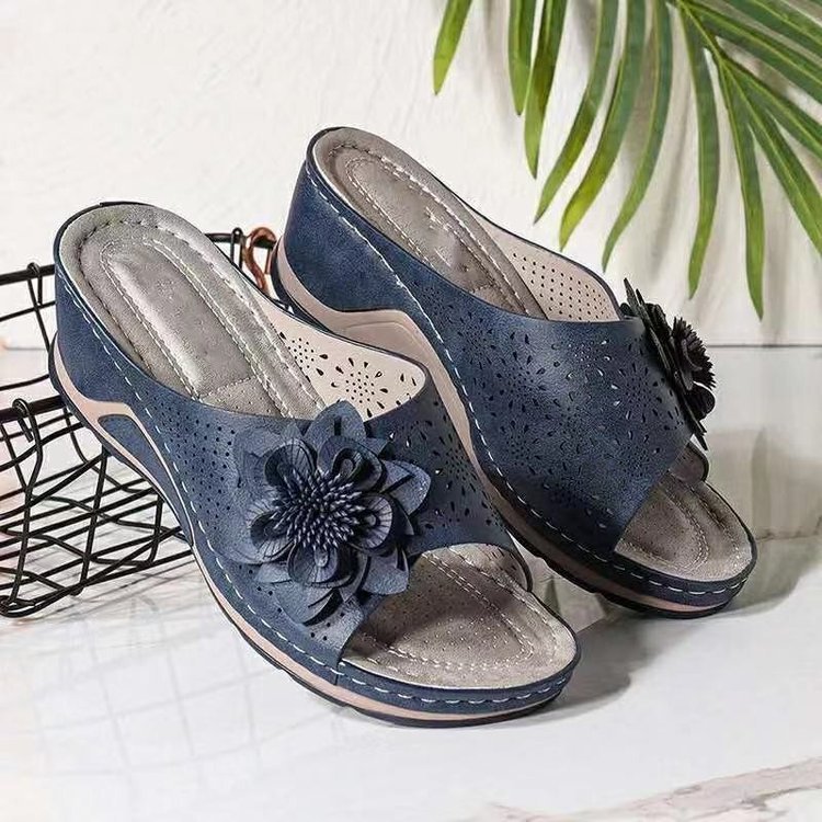 2025 Verão Novo Estilo Flip-Flops Europeu Americano Tamanho Grande Salto Cunha Sola Grossa Sandálias Antiderrapantes Chi
