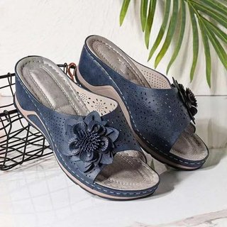 2025 Verão Novo Estilo Flip-Flops Europeu Americano Tamanho Grande Salto Cunha Sola Grossa Sandálias Antiderrapantes Chi