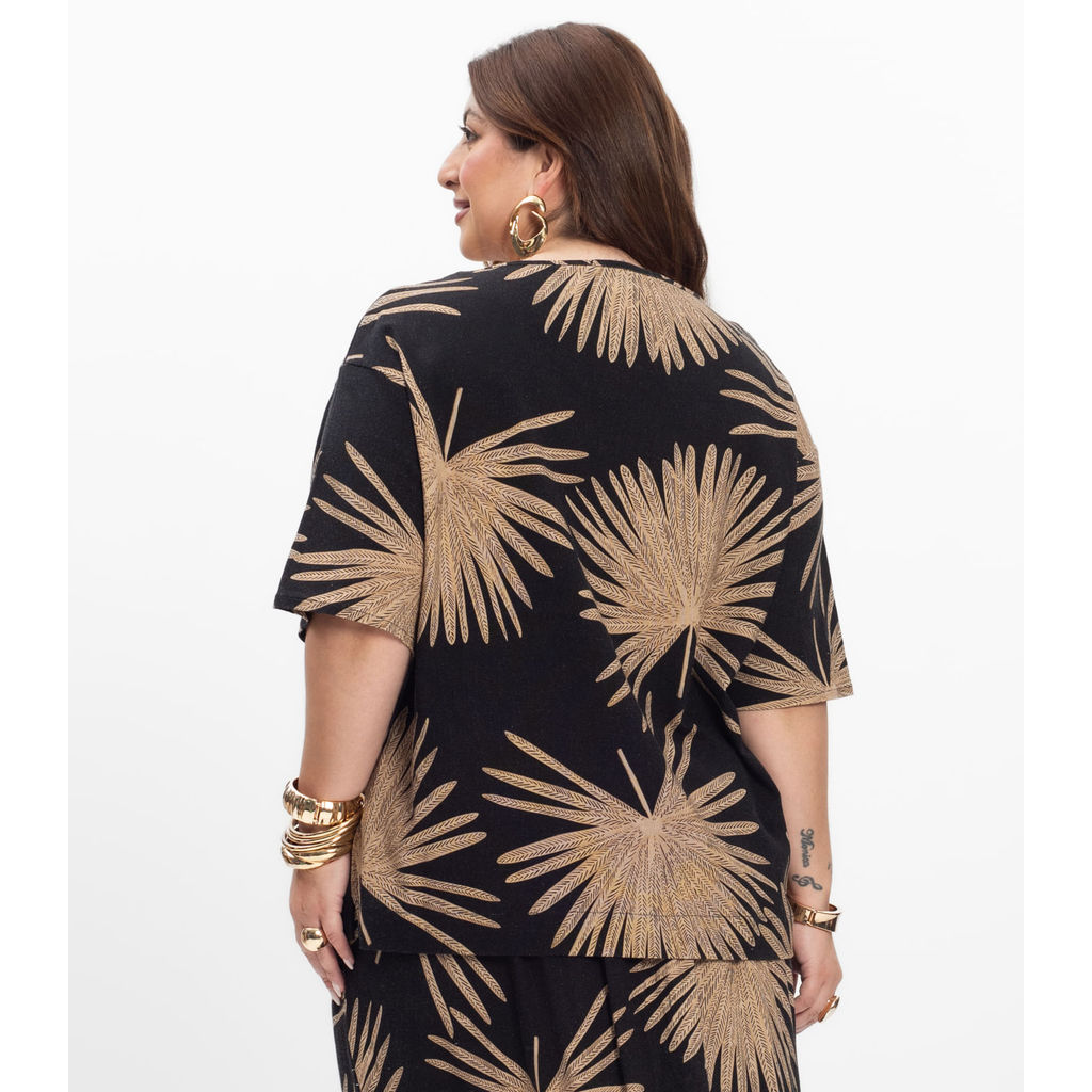 Blusa Manga Curta Feminina Plus Size Secret Glam Preto · foto 2