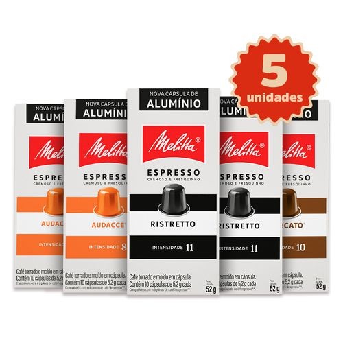 Kit 50 Cápsulas Melitta® - 20 Ristretto, 20 Audacce® e 10 Marcato®