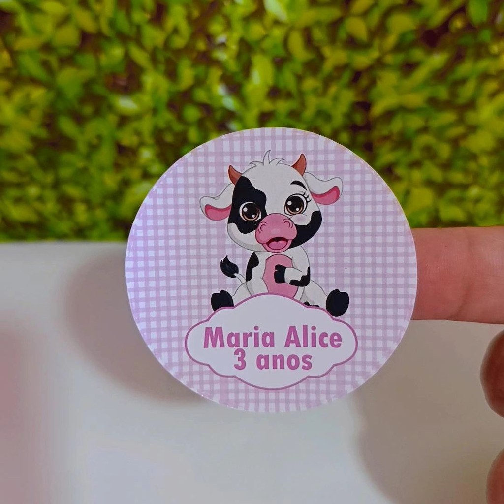 54 Adesivos 5x5 Vaquinha  Personalizados-Etiquetas-Aniversário-Lembrancinhas- Adesivos Para Tubetes-Latinhas