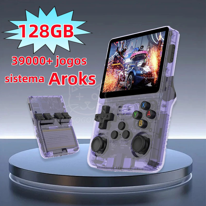 【Oferta especial】R36S 128GB console De Jogos Portátil De Vídeo Retrô R36S,Arkos 2.0,Tela lPS De 3.5 Polegadas