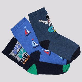 Kit Meia Selene 3 Pares Cano Longo Infantil Azul em Oferta na Shopee