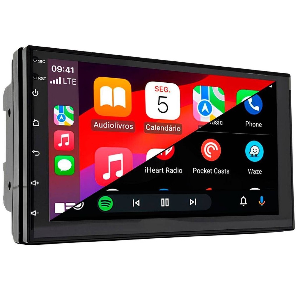 Multimidia 7 Pol QLed Octa-Core 6GB 128GB CarPlay Android Auto Espelhamento USB BT em Oferta na Shopee