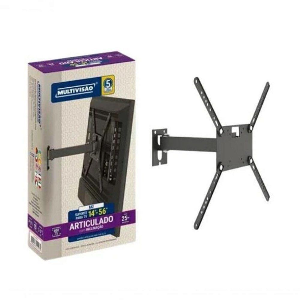 Suporte Universal de TV BiArticulado Inclinável Ajuste Nível 14-56 Polegadas Parede
