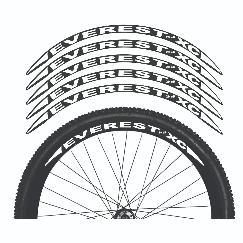 Adesivo Decorativo Everest Branco p/ Roda Bike MTB Aro 26/29 – Kit c/ 8 Unidades