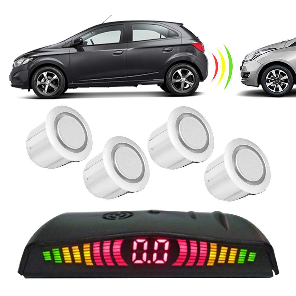 Sensor de Estacionamento 4 Pontos com Visor de LED Orbe 18mm Sobrepor Branco Universal em Oferta na Shopee