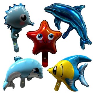 Kit c/10 Balão Metalizado Fundo do Mar Peixes 34cm - 2 Cada - Festa Decoração Enfeite em Oferta na Shopee