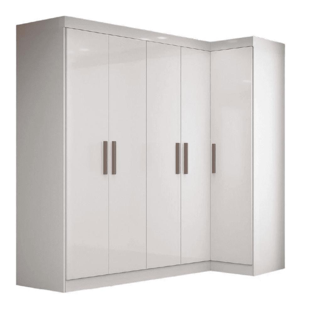 Guarda Roupas Modulado de Canto Madrid com 5 Portas e 2 Gavetas Maxel em Oferta na Shopee