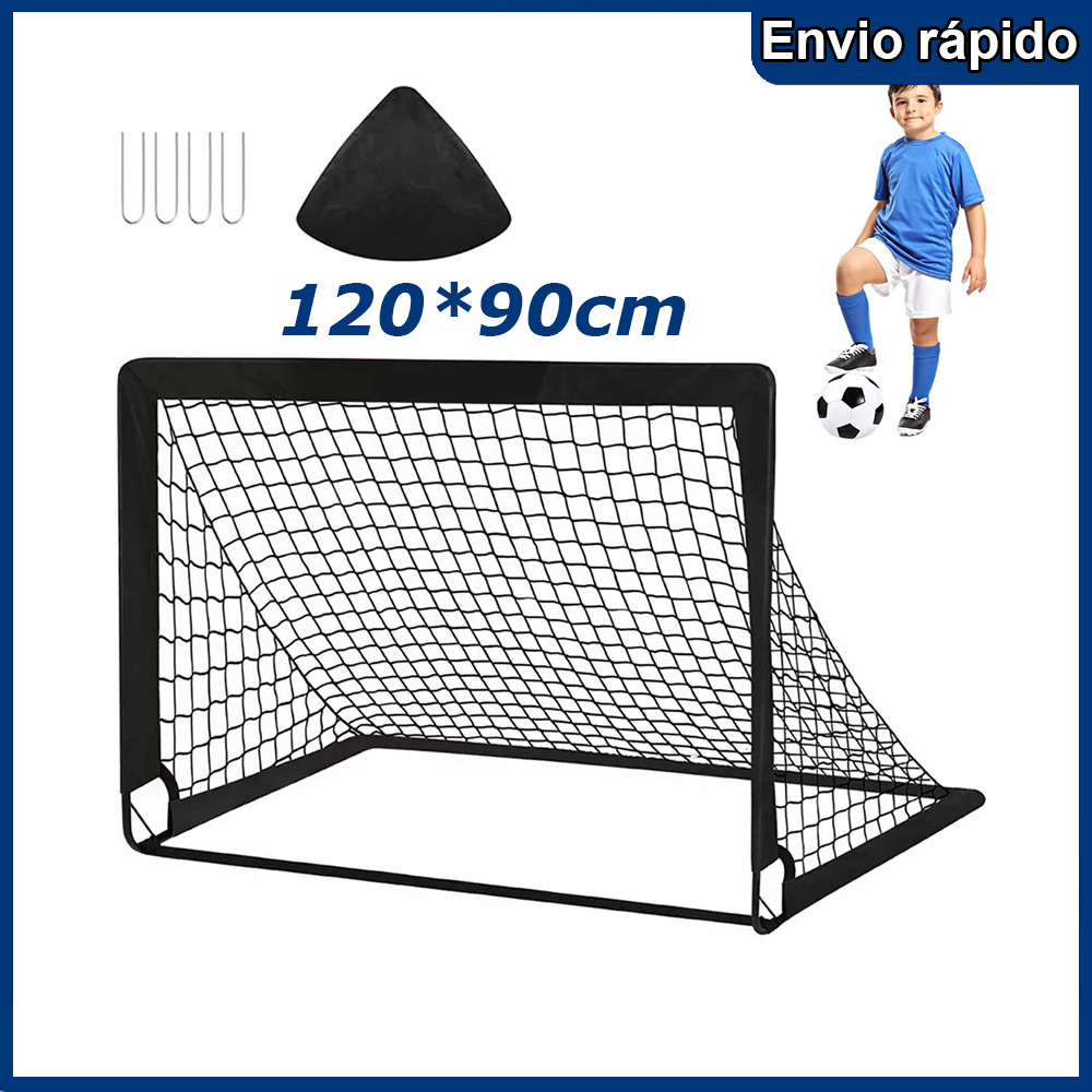 Conjunto de traves de gol de futebol em PVC preto para futebol ao ar livre no jardim