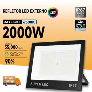 Kit 1 a 4 Refletor Led 2000W Holofote Prova D'água Bivolt Luz Branco Frio Externo Forte Econômico em Oferta na Shopee