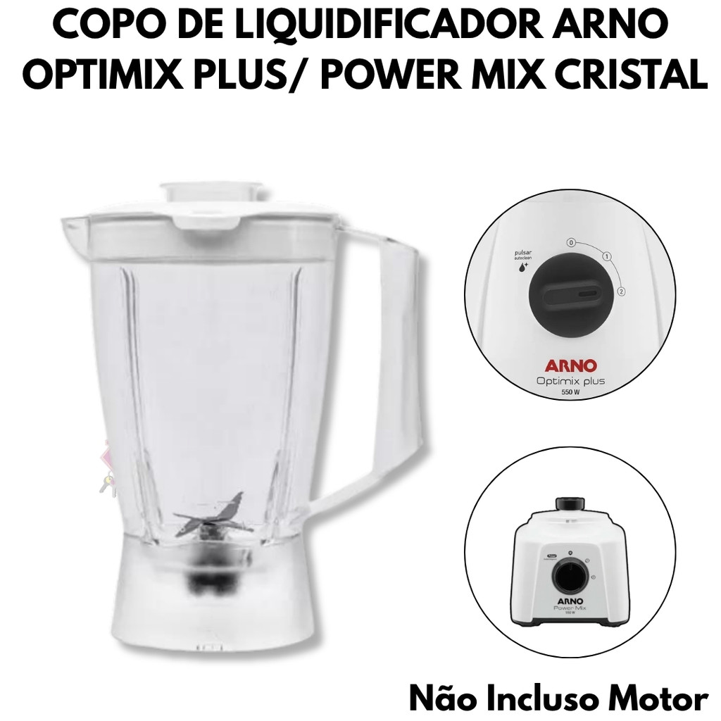 Copo de Liquidificador Arno Optimix Plus Power Mix Cristal - Tampa Branca