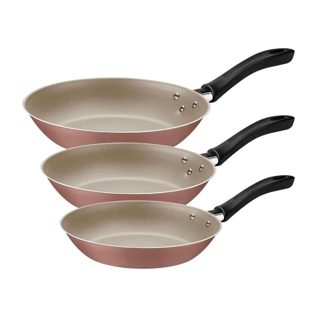 Jogo de Frigideiras Linz 3 Peças Alumínio Antiaderente Starflon Mocaccino Tramontina - 20297309 em Oferta na Shopee