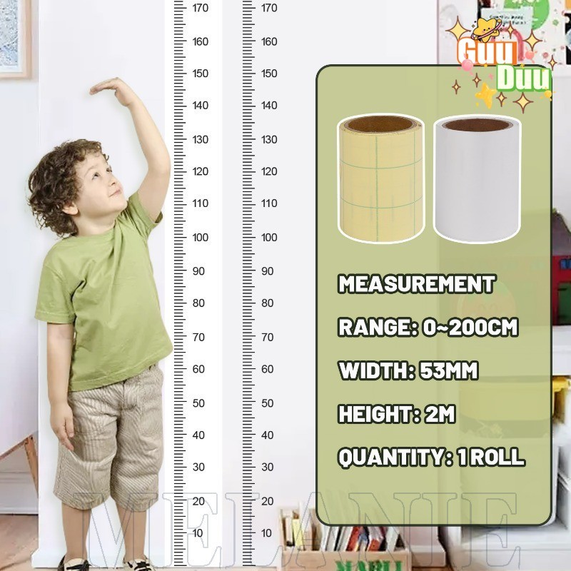 [Guudu] Adesivos De Medição De Altura Infantil 2M-Parede Com Fita Métrica-Removíveis , À Prova D'água Transparentes-Para em Oferta na Shopee