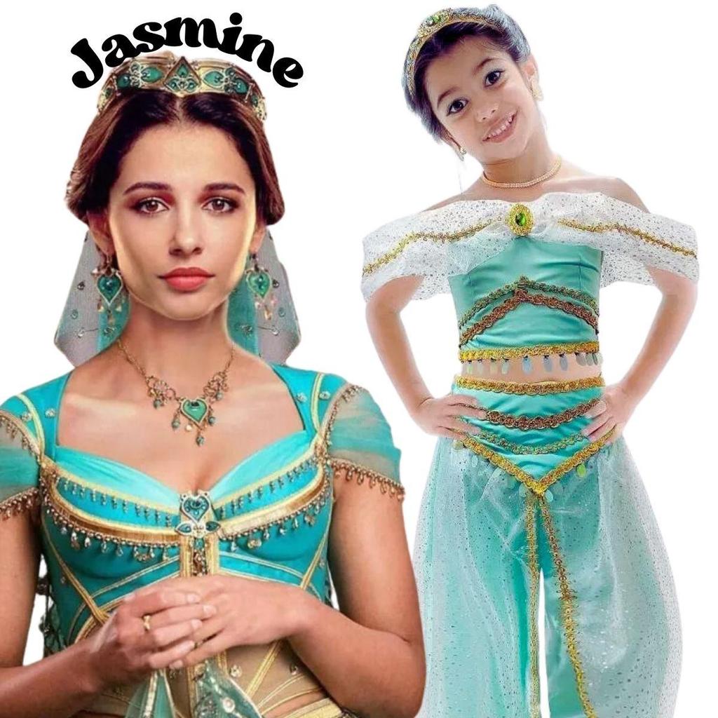Fantasia Jasmine Princesa Infantil de Luxo Com Tiara em Oferta na Shopee