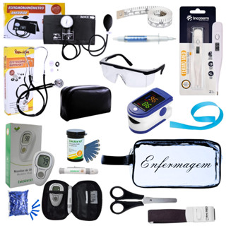 Super Kit Enfermagem Aparelho de Pressão + Estetoscópio Premium Completo + Oximetro + Nécessaire em Oferta na Shopee
