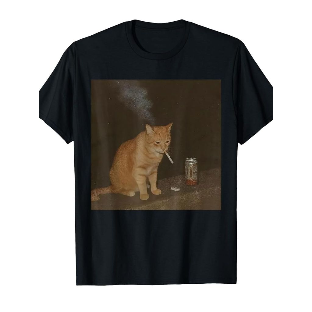 Camiseta Unissex Masculina e Feminina Gato Meme Cerveja Fumante Estampa Engraçada Divertida Confortável Descontraída Mod