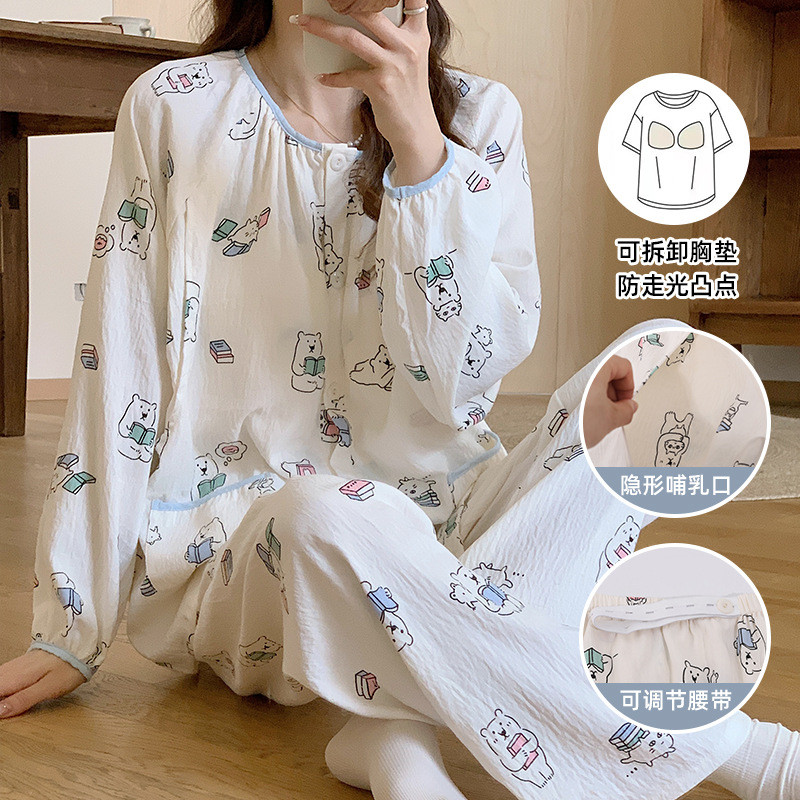 Xiyue atacado classe A roupas de confinamento verão nuvem algodão estilo fino com almofada no peito mulheres grávidas pó