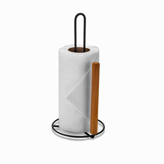 Suporte Porta Papel Toalha Eco Design Decorativo Black Aço Preto Madeira Estilo Praticidade Arthi em Oferta na Shopee