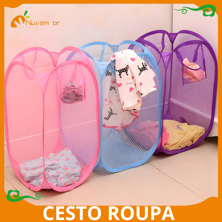 Cesto De Roupa 40x70/33x56 Caixa Cesto Dobrável Roupas Brinquedos Infantil Cores Diversas, Organizadora Cozinha-Nuvem Br