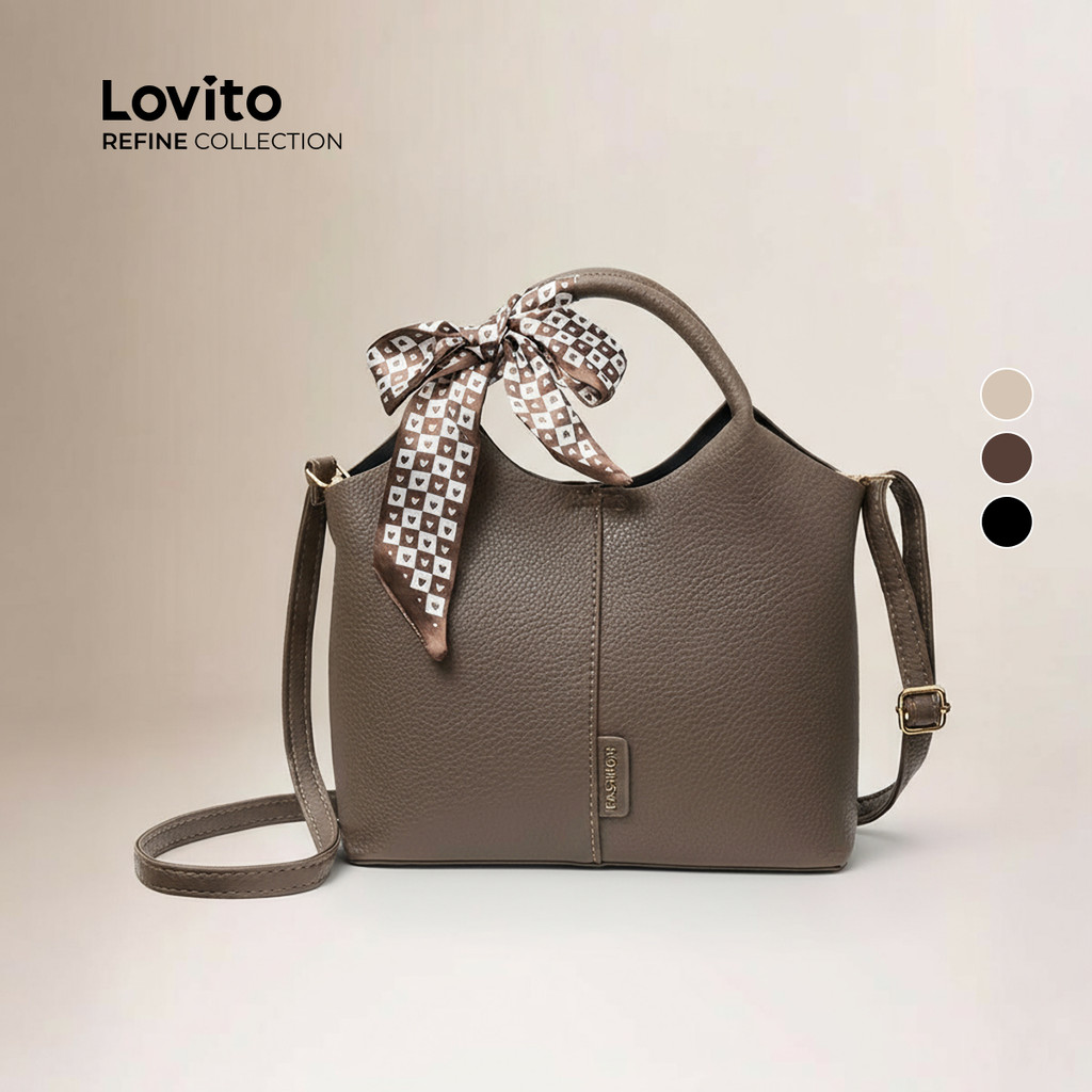 (Bags) Refine by Lovito Casual Balde Bolsa Bolsas Elegantes Ombro Crossbody Bolsa De Ombro Para Mulheres LFA53169 em Oferta na Shopee