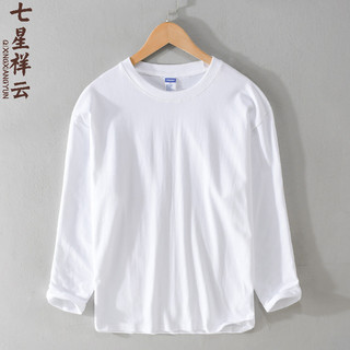 Cor sólida All-Match em torno do pescoço de manga comprida camiseta masculina primavera outono Casual Bottoming camiseta