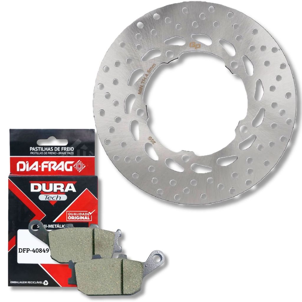 Disco de Freio Traseiro Xj6 2013-2019 + Pastilhas Diafrag (Semimetálica)