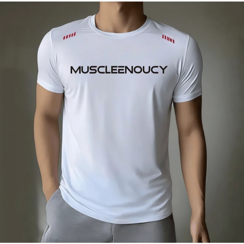 [T masculino com sensação de gelo] alta elasticidade Anti-rugas verão leve de secagem rápida respirável lazer esportes a