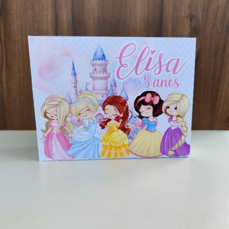 Sacolinha Personalizada Princesas cute Pegue e Monte. Tamanho G  Sacola personalizada princesas cute