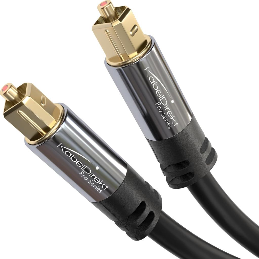 KabelDirekt TOSLINK – Cabo de Áudio Óptico – 6 pés – Cabo de Fibra Óptica, Cabo de Áudio Digital Óptico S/PDIF para Soun