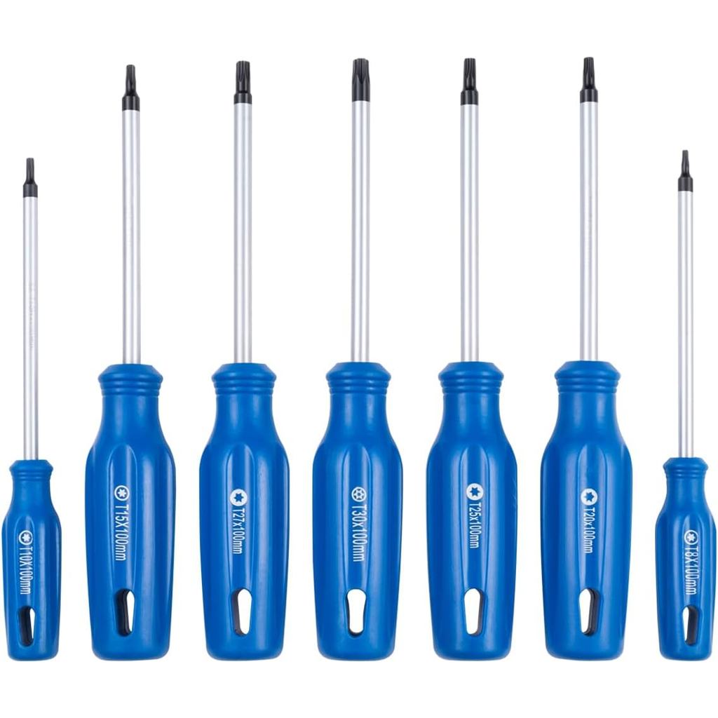 Conjunto de Chaves de Fenda Torx com Ponta Magnética ROTATION 7PCS, 7 Chaves de Fenda Torx, T8, T10, T15, T20, T25, T27,