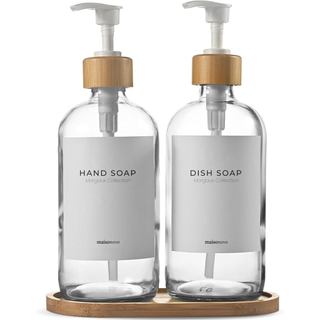 Dispensador de Sabão para Louça MaisoNovo em Vidro para Cozinha, Conjunto de 2 - 16,9oz, Conjunto de Dispensadores de Sa