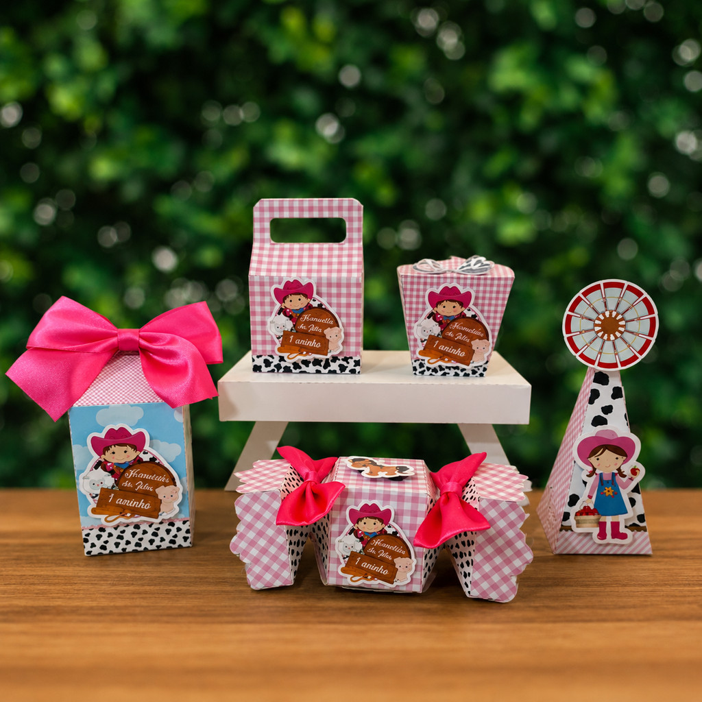 Kit Caixas Fazendinha Menina + BRINDE  / Fazendinha Menina  Personalizada  /Lembrancinha de Festa /Aniversário