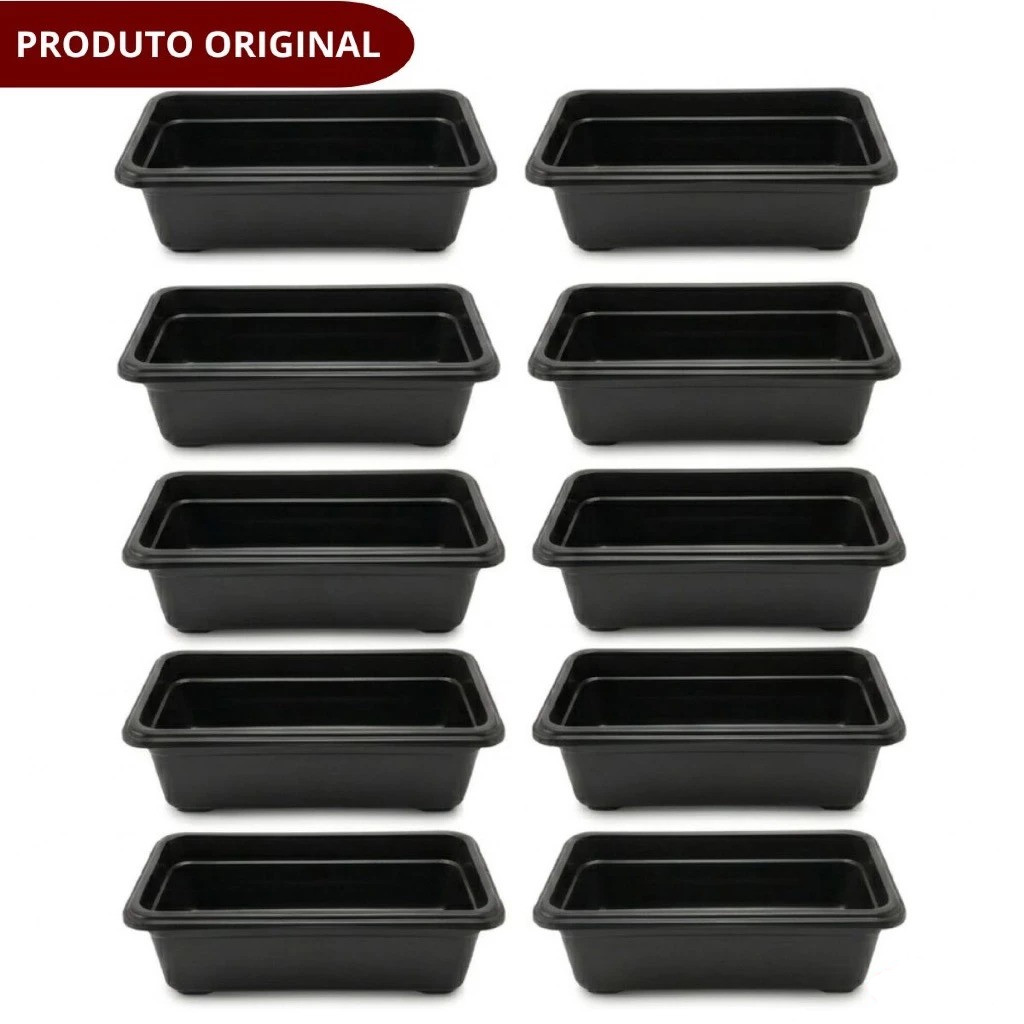 Kit Vasos Floreiras Jardineira De Plástico 1,7 Litros Preto e Verde de Flor Horta Tempero Grande