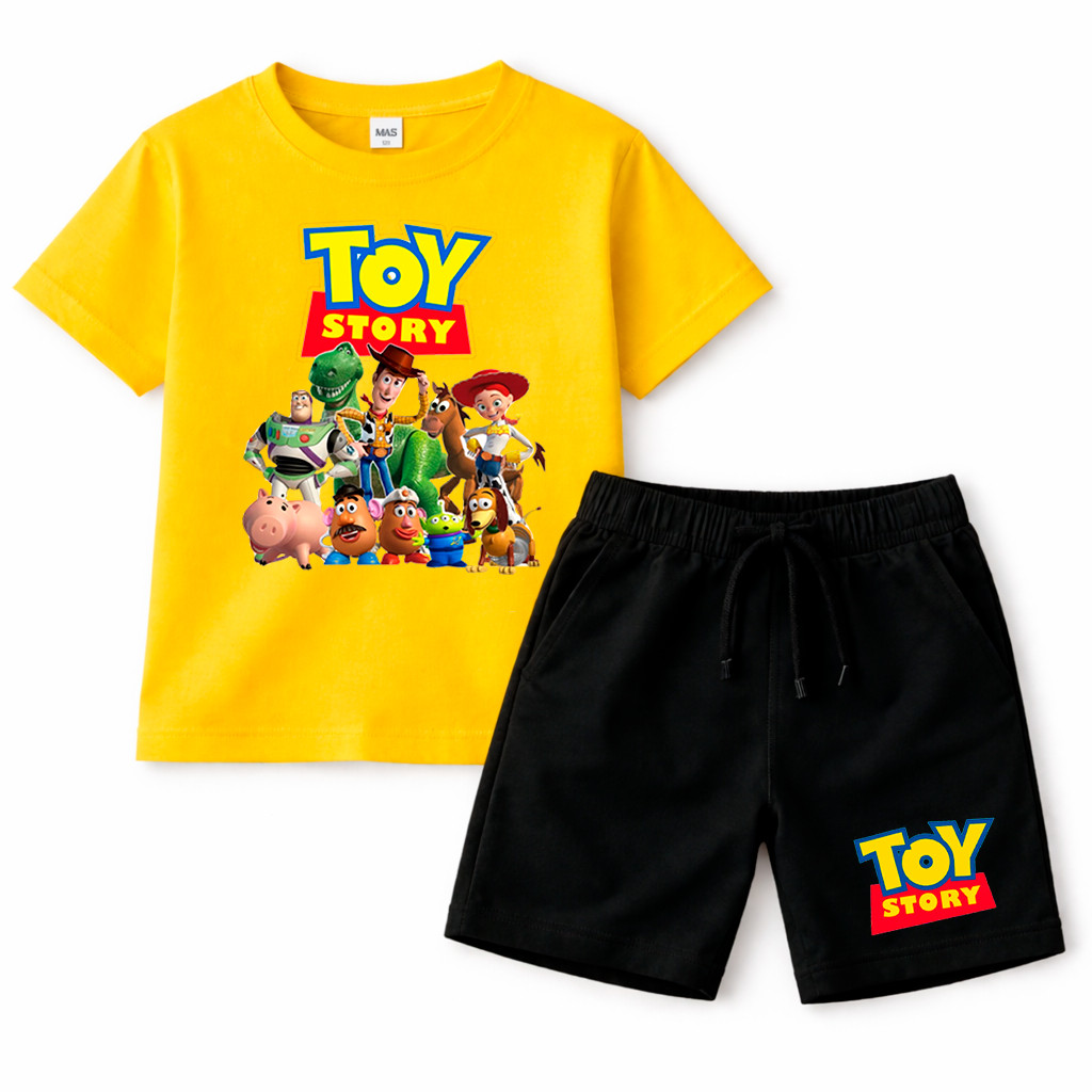 Conjunto Infantil Toy Story Camiseta + Short 100% Algodão Menino Menina Roupa Confortável Personagens Filme