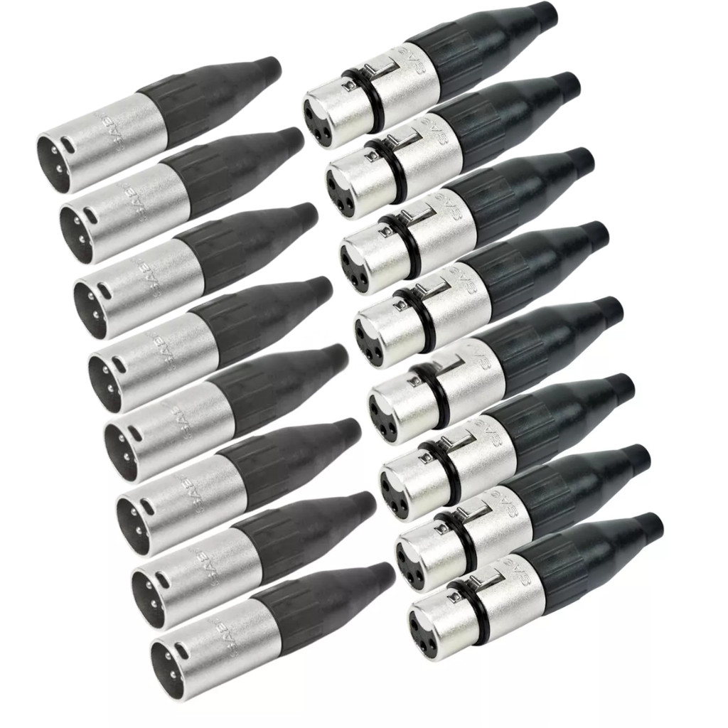 Kit Conector Plug Sa2x Santo Angelo Canon Xlr Estéreo - 8 Fêmea+8Macho