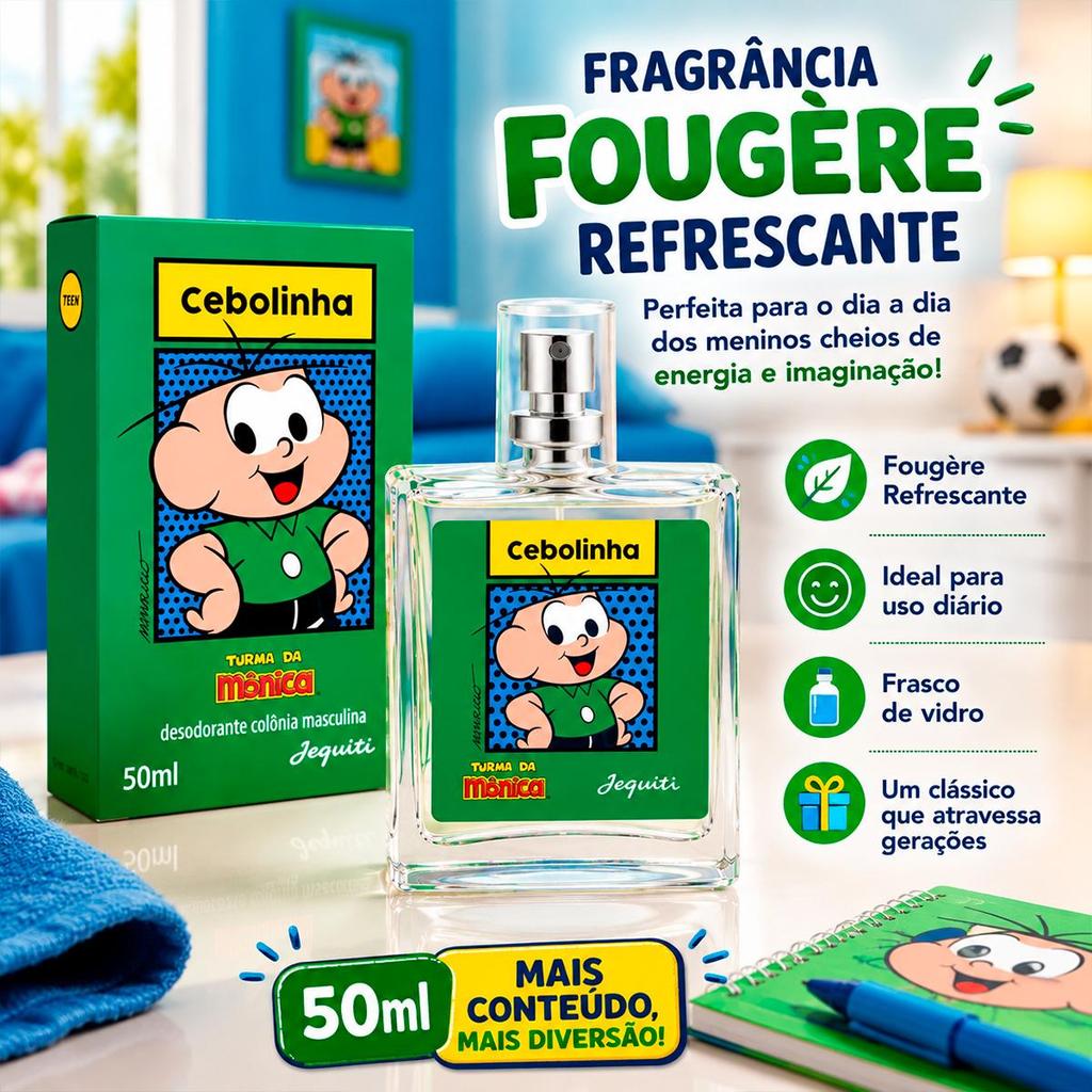Desodorante Colônia Cebolinha Masculino Fougère Refrescante 50ml - Jequiti