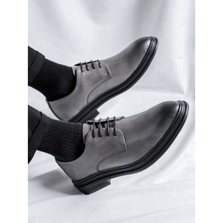 Cinza sapatos de couro britânico masculino respirável Formal Wear versão coreana Casual photo Studio casamento foto noiv
