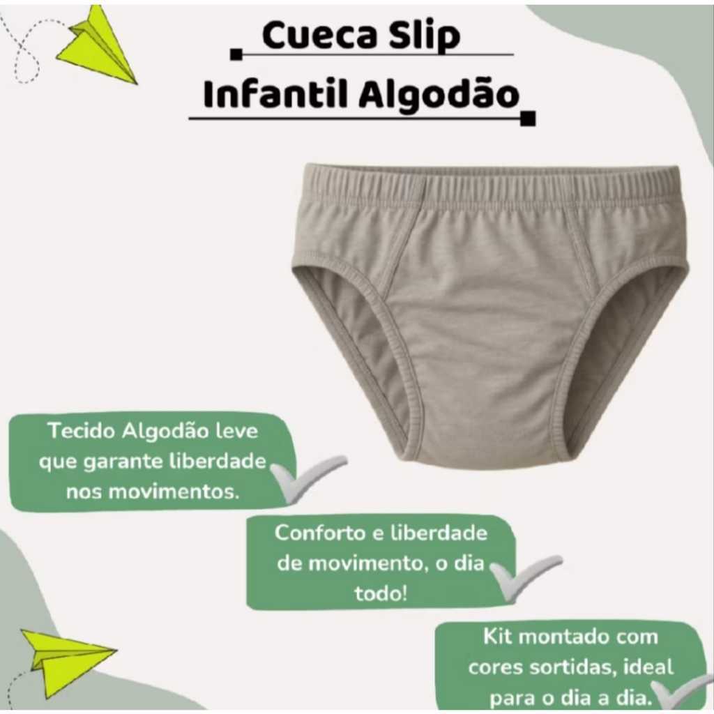 Kit 10 Cueca Infantil Menino 100% Algodão - Conforto e Respirabilidade