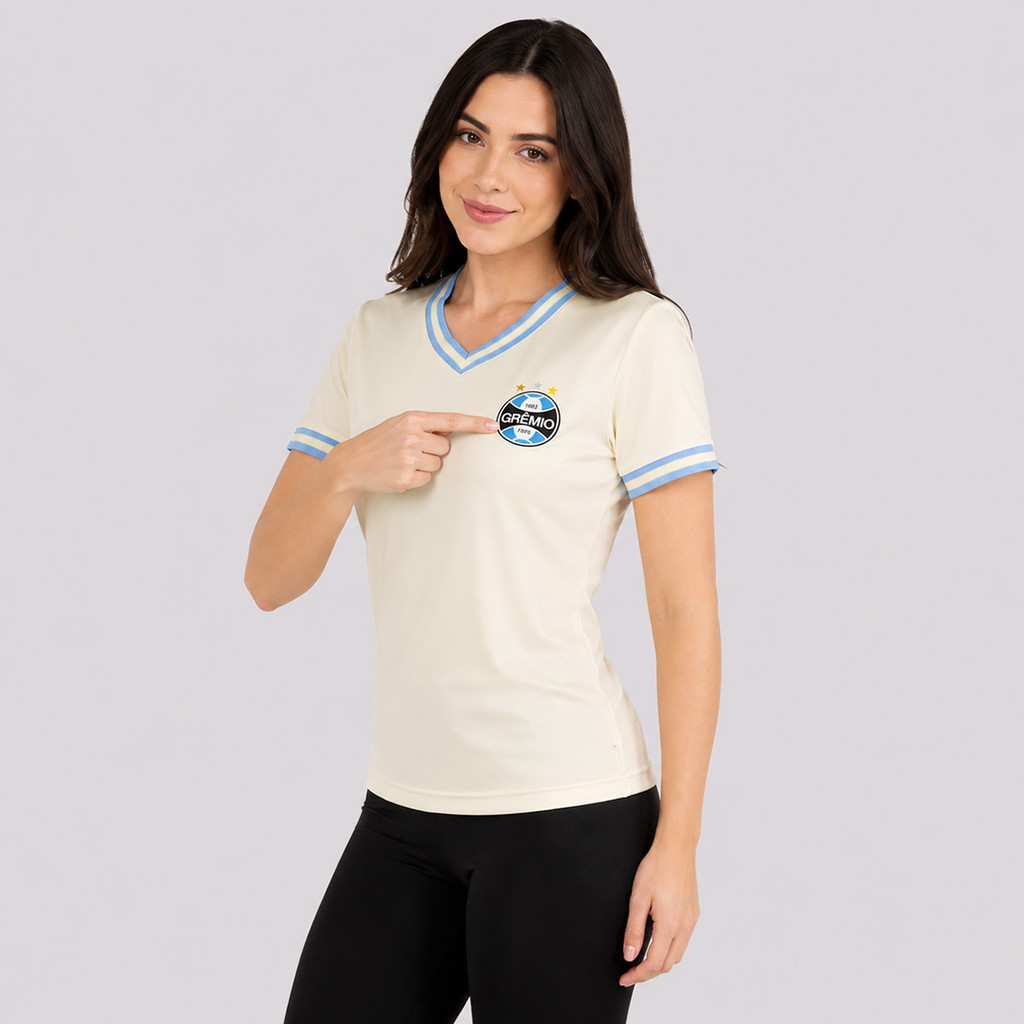 Camisa Grêmio Baby Look Dry Feminina Off White · foto 2