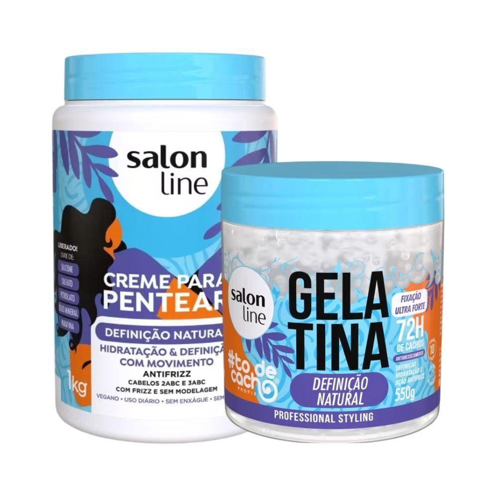 Kit Salon Line Definição Natural Com Creme Para Pentear e Gelatina #Todecacho