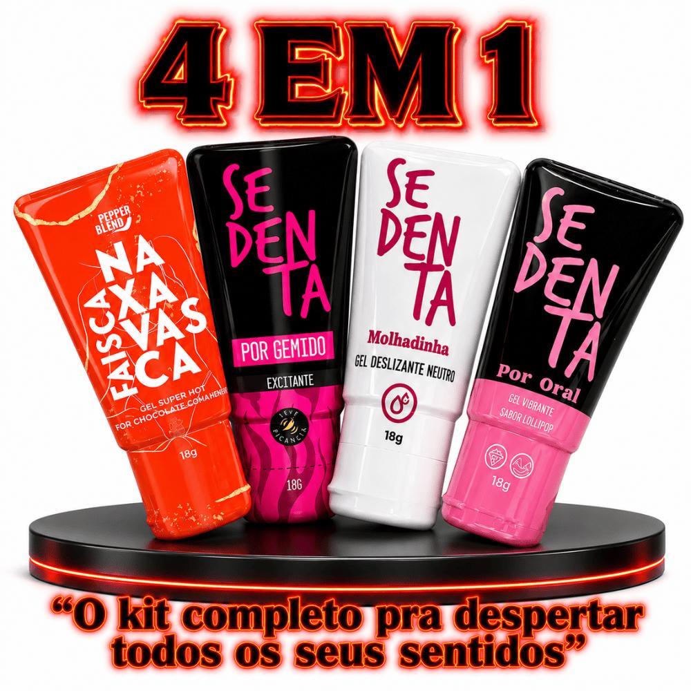 Kit 4 Lubrificante Sexshop Sedenta Gemido Molhadinha Oral Faísca 18g Lubrificante Íntimo Sensação Suave