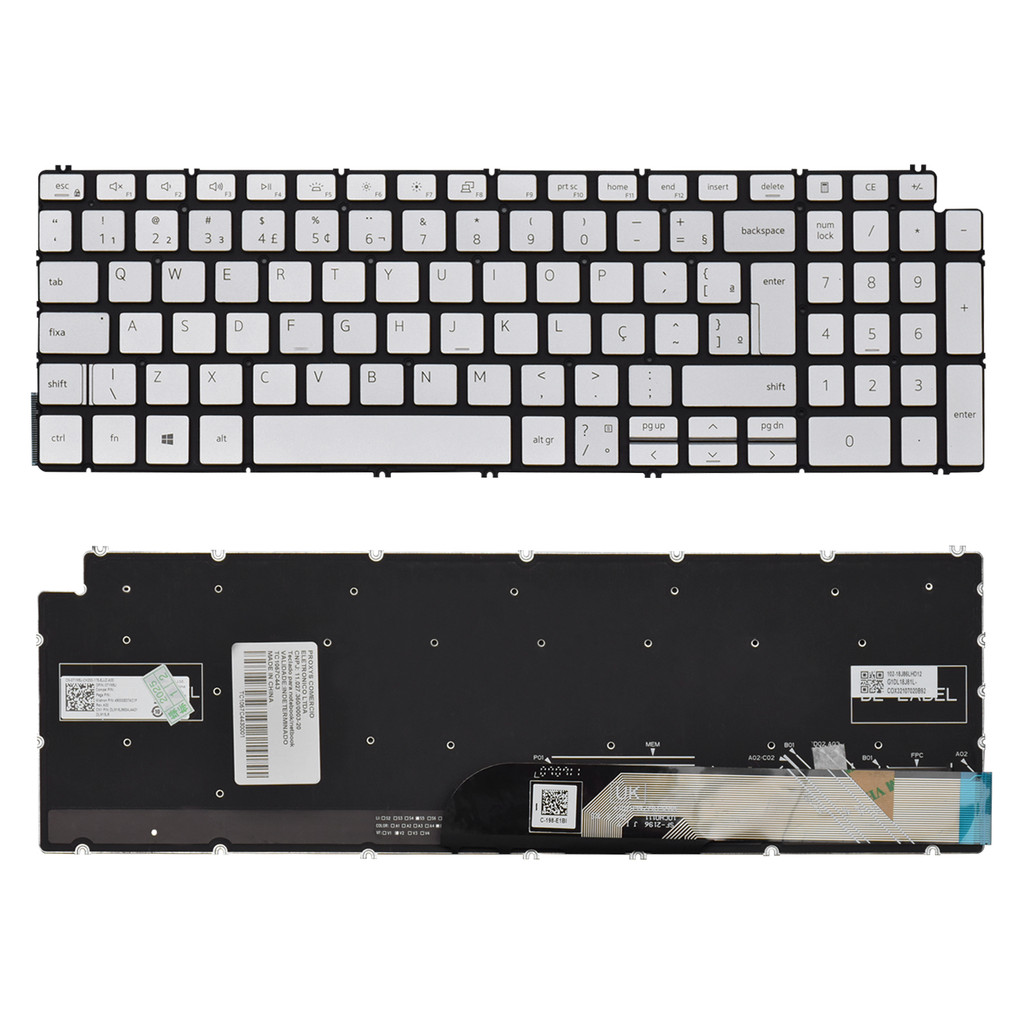 Teclado para Notebook Dell Inspiron 15-5502 Cinza Com Iluminação