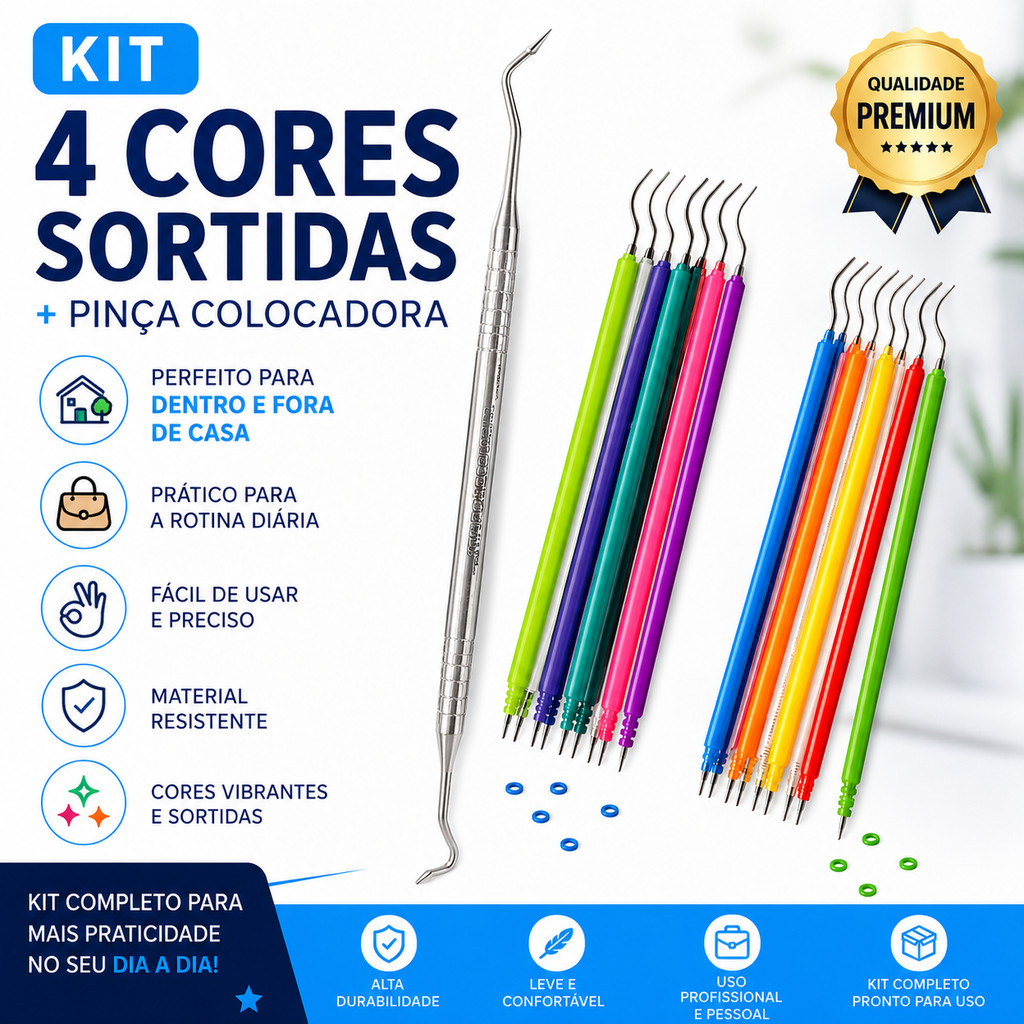 Kit 400 Borrachinhas 4 CORES SORTIDAS + PINÇA COLOCADORA