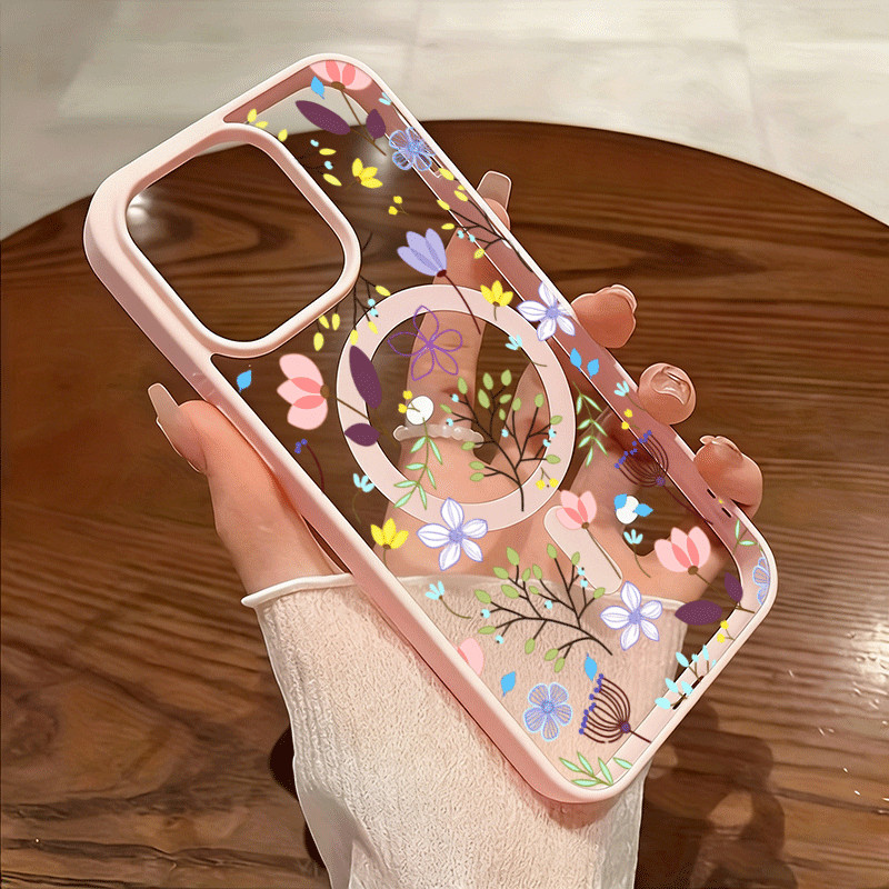 Flor E Plantas Caso De Telefone Magnético Para Samsung Galaxy A06 A07 A16 A17 A26 A36 A54 A55 A56 A57 A35 A37 Capa