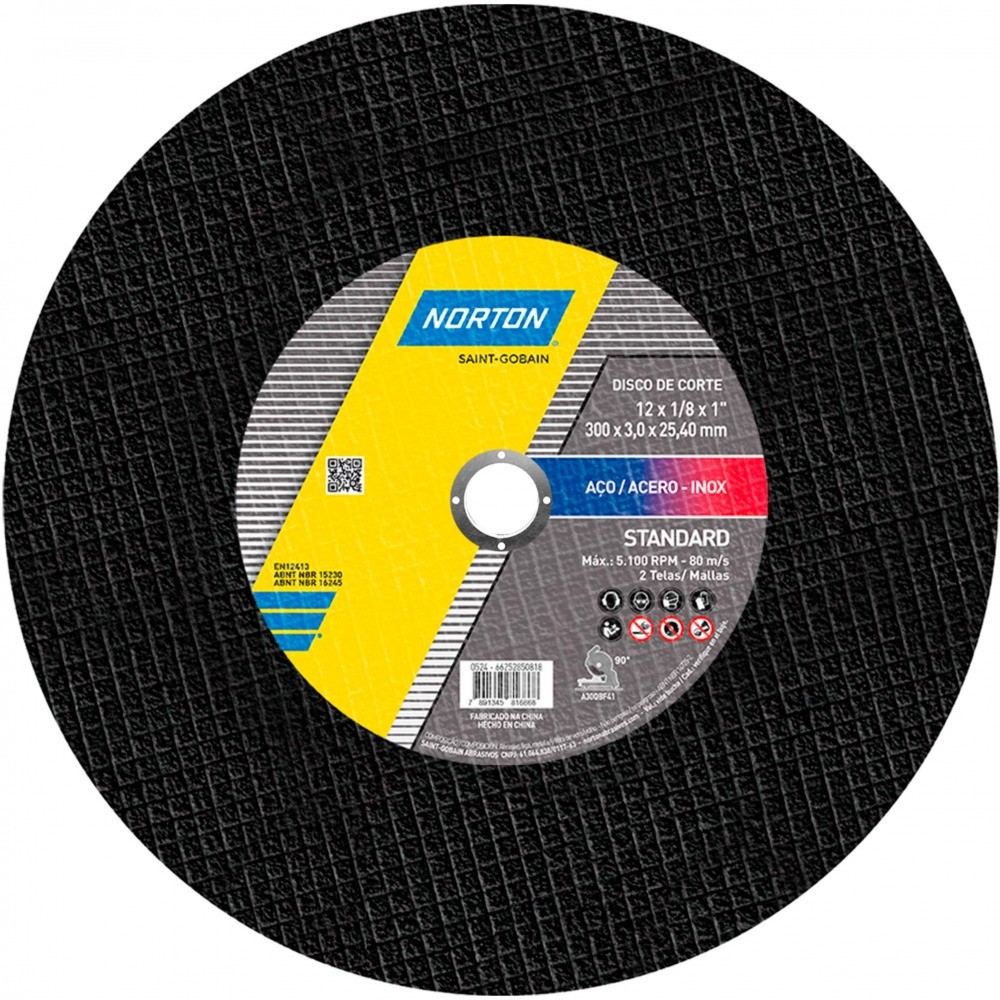 Disco de corte para metal e inox 12 x 1pol x 3 mm Standard Norton